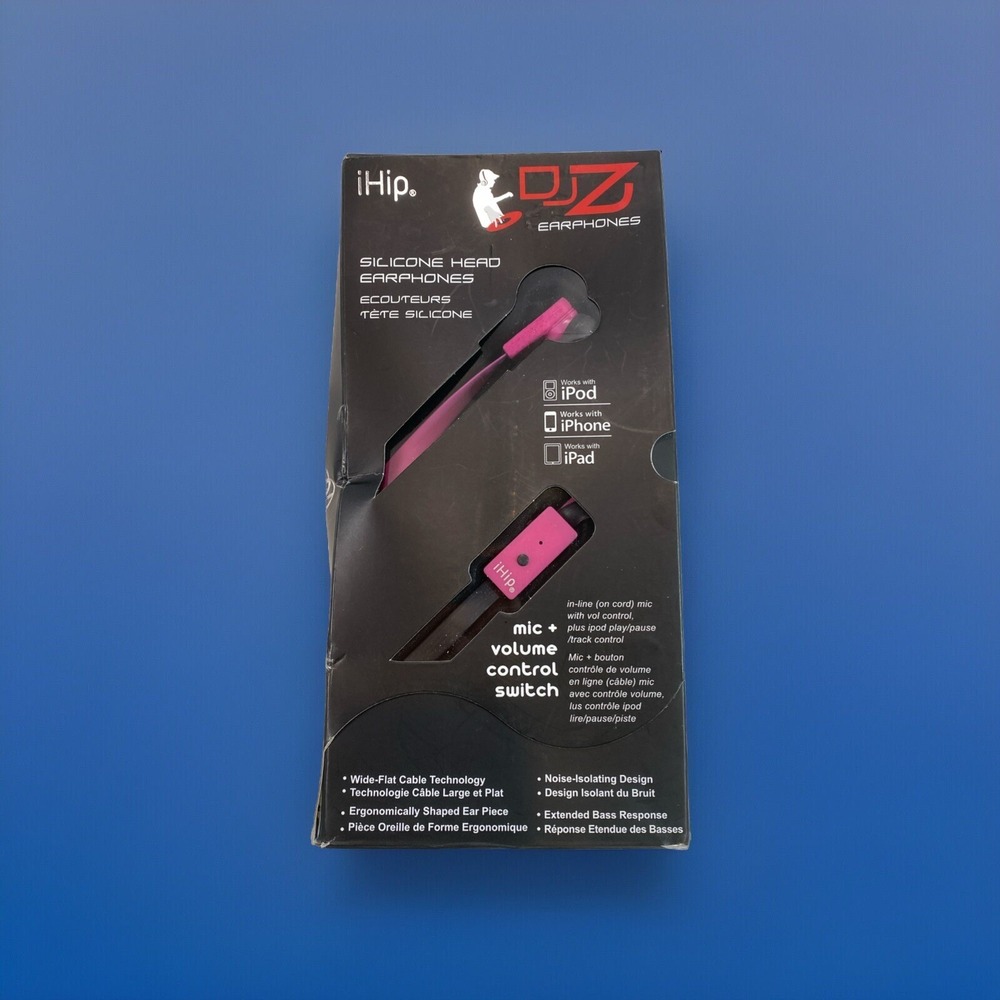 iHip DJZ Earphones High Performance Mic & Volume Control Noise Isolating Pink